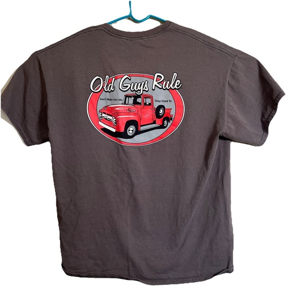Old Guys Rule Shirt Size XL Mens Ford F100 F150 1950 Hot Rods Tee T-shirt‎ Gray - Picture 3 of 7